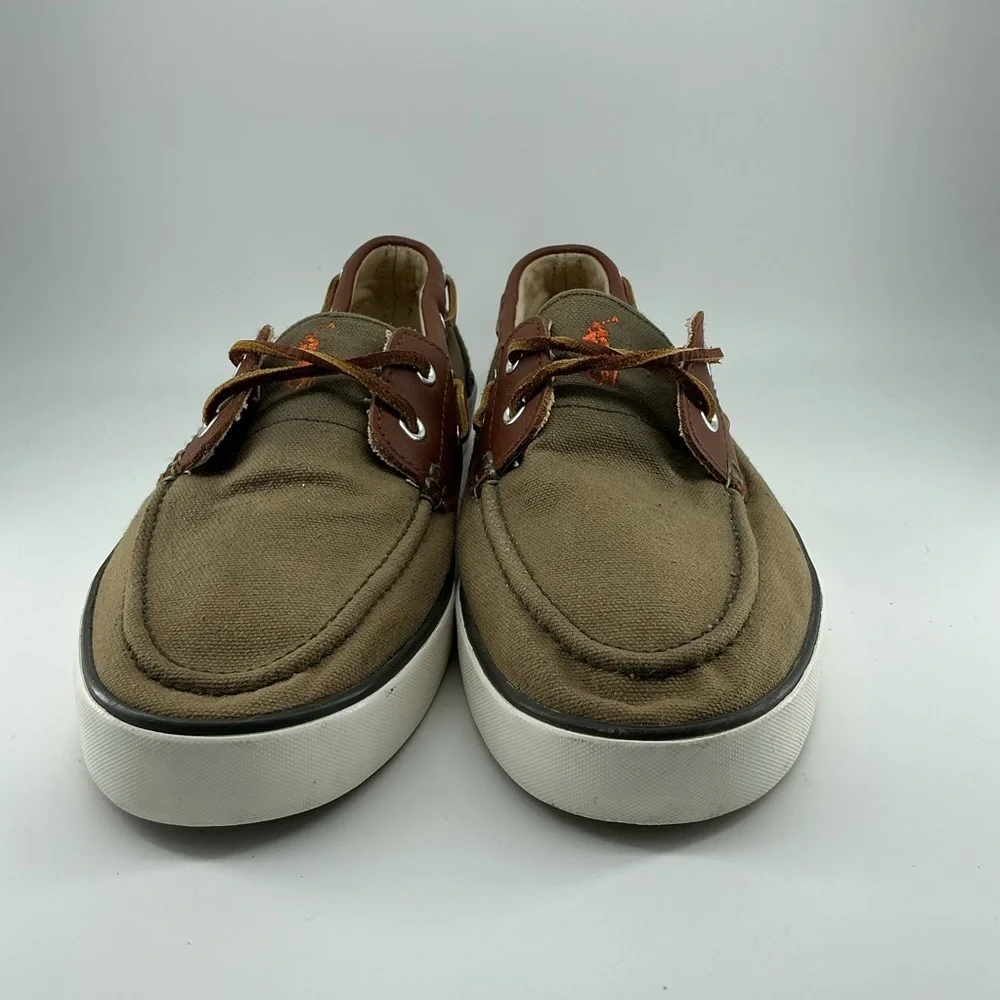 Polo Ralph Lauren Men’s Rylander Canvas Leather Details Boat Shoe Sz 9.5